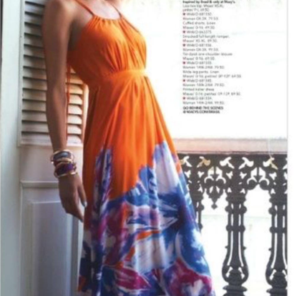 Ice Orange and Purple Ruffled Tiered Maxi Sundress